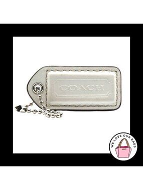 2" Med Y2K VINTAGE COACH White & Saddle Leather Fob Bag Charm Keychain Hang Tag